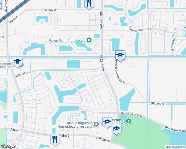 map of restaurants, bars, coffee shops, grocery stores, and more near 2681 Southeast 13th Court in Homestead