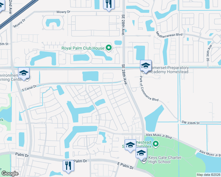 map of restaurants, bars, coffee shops, grocery stores, and more near 2681 Southeast 13th Court in Homestead