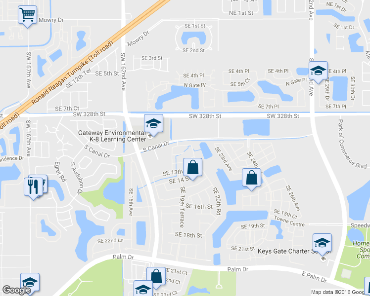 map of restaurants, bars, coffee shops, grocery stores, and more near 2075 Southeast 12th Street in Homestead