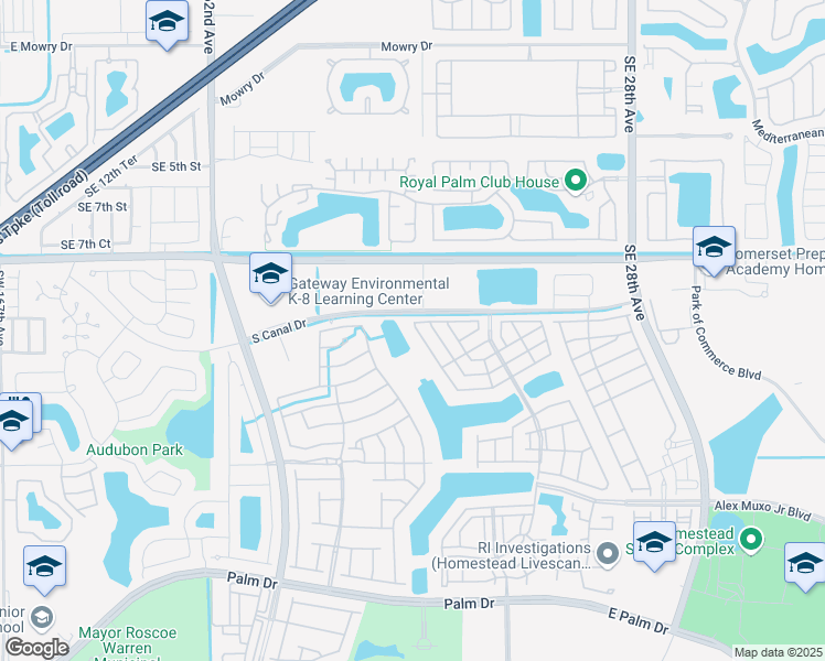 map of restaurants, bars, coffee shops, grocery stores, and more near 1031 Southeast 23rd Avenue in Homestead