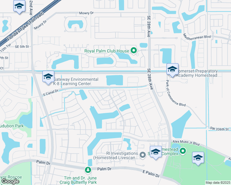 map of restaurants, bars, coffee shops, grocery stores, and more near 2492 Southeast 11th Court in Homestead