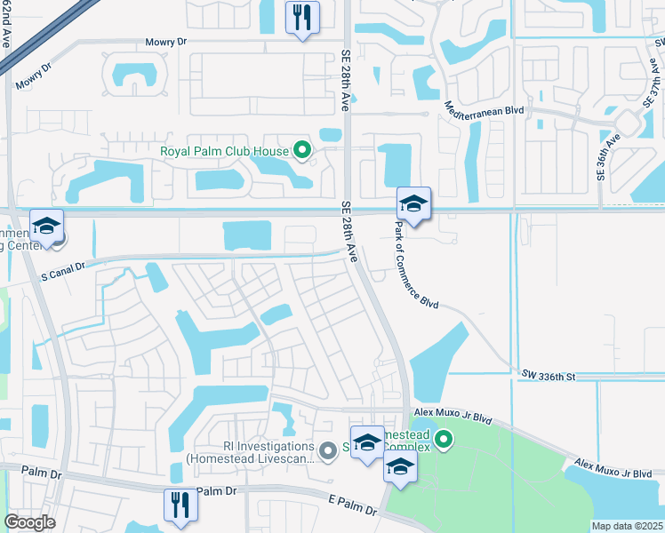 map of restaurants, bars, coffee shops, grocery stores, and more near 888 Kingman Road in Homestead