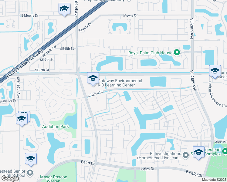 map of restaurants, bars, coffee shops, grocery stores, and more near 1959 Southeast 10th Street in Homestead