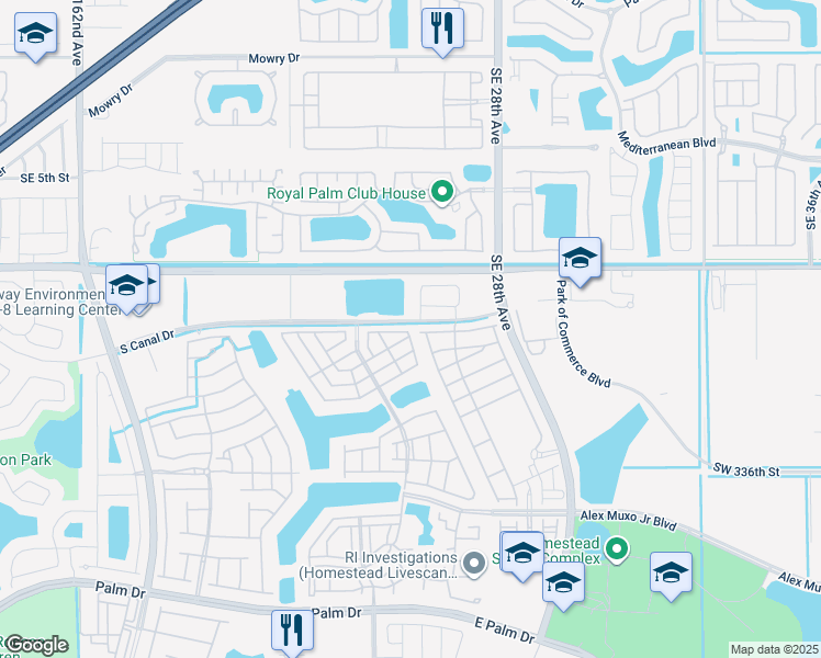 map of restaurants, bars, coffee shops, grocery stores, and more near 1145 Southeast 26th Avenue in Homestead
