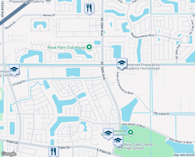 map of restaurants, bars, coffee shops, grocery stores, and more near 888 Kingman Road in Homestead
