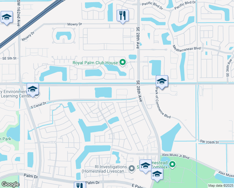 map of restaurants, bars, coffee shops, grocery stores, and more near 1145 Southeast 26th Avenue in Homestead