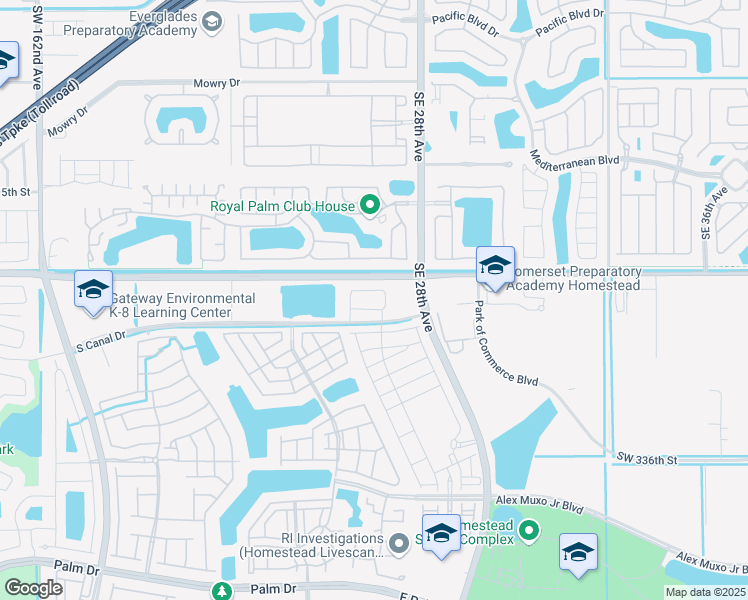 map of restaurants, bars, coffee shops, grocery stores, and more near 888 Kingman Road in Homestead