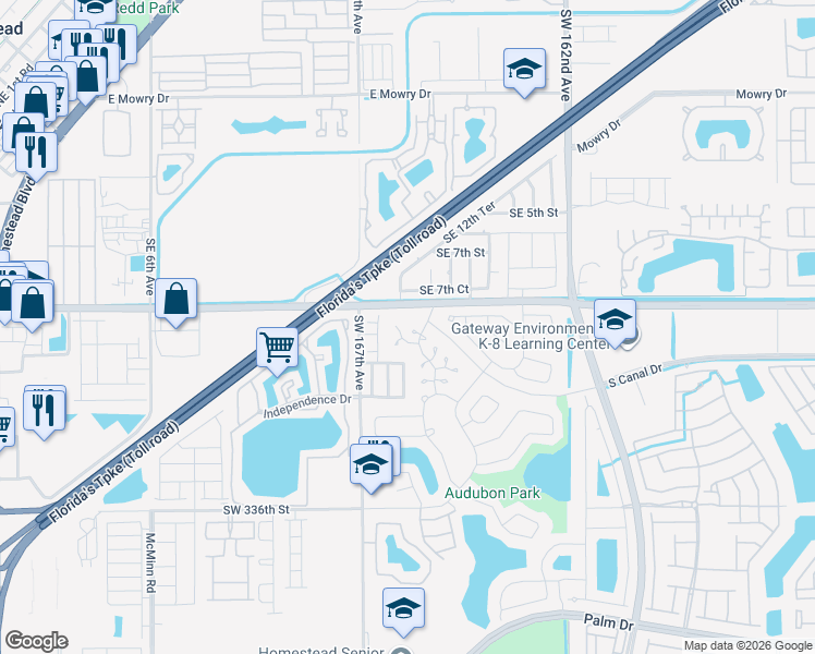 map of restaurants, bars, coffee shops, grocery stores, and more near 1206 Southeast 7th Court in Homestead
