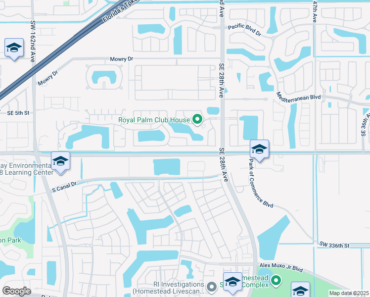 map of restaurants, bars, coffee shops, grocery stores, and more near 2610 Southeast 7th Place in Homestead