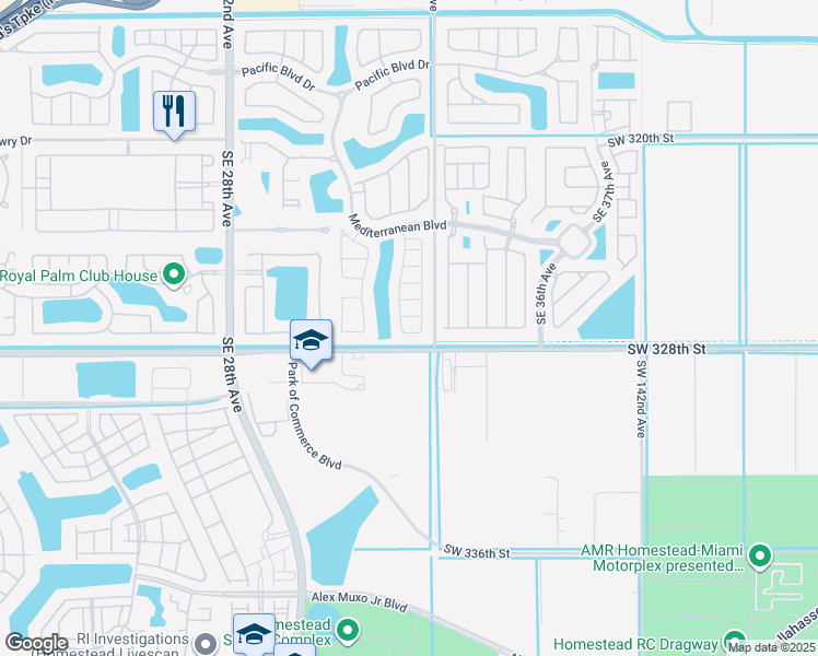 map of restaurants, bars, coffee shops, grocery stores, and more near 3221 Southeast 7th Court in Homestead