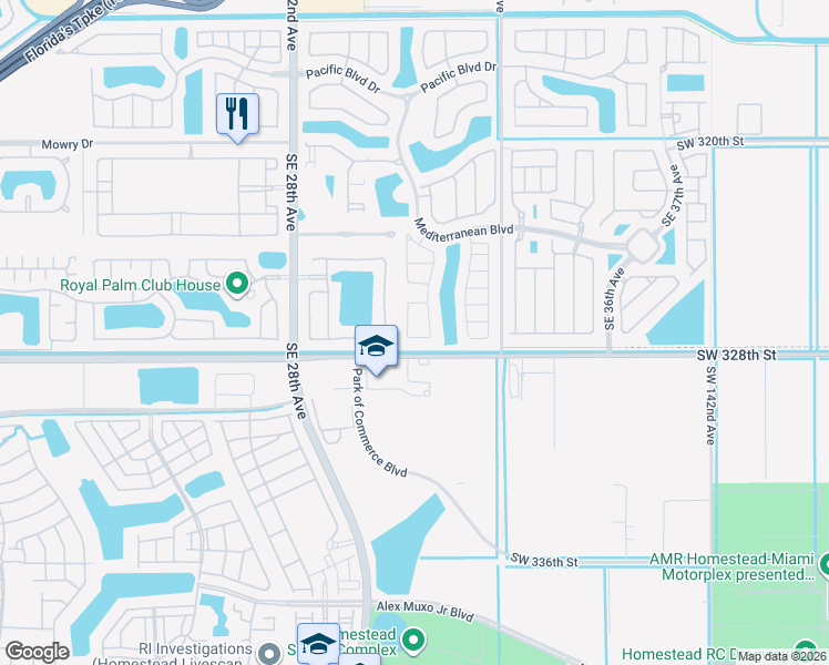 map of restaurants, bars, coffee shops, grocery stores, and more near 633 Southeast 30th Terrace in Homestead