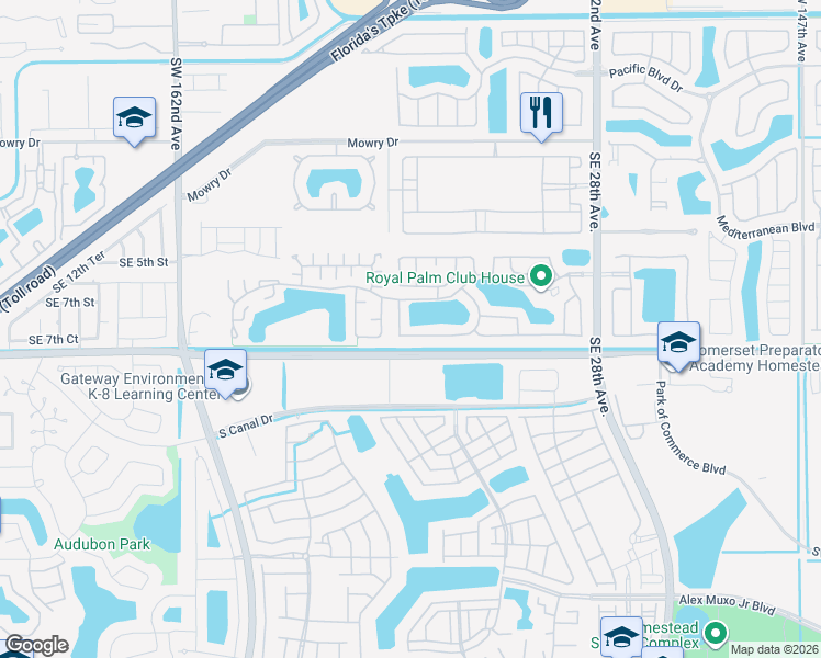 map of restaurants, bars, coffee shops, grocery stores, and more near 665 Southeast 23rd Lane in Homestead