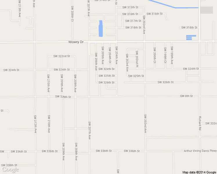 map of restaurants, bars, coffee shops, grocery stores, and more near 20455 Southwest 326th Street in Homestead