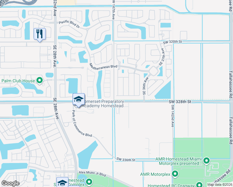 map of restaurants, bars, coffee shops, grocery stores, and more near 732 Southeast 33 Terrace in Homestead