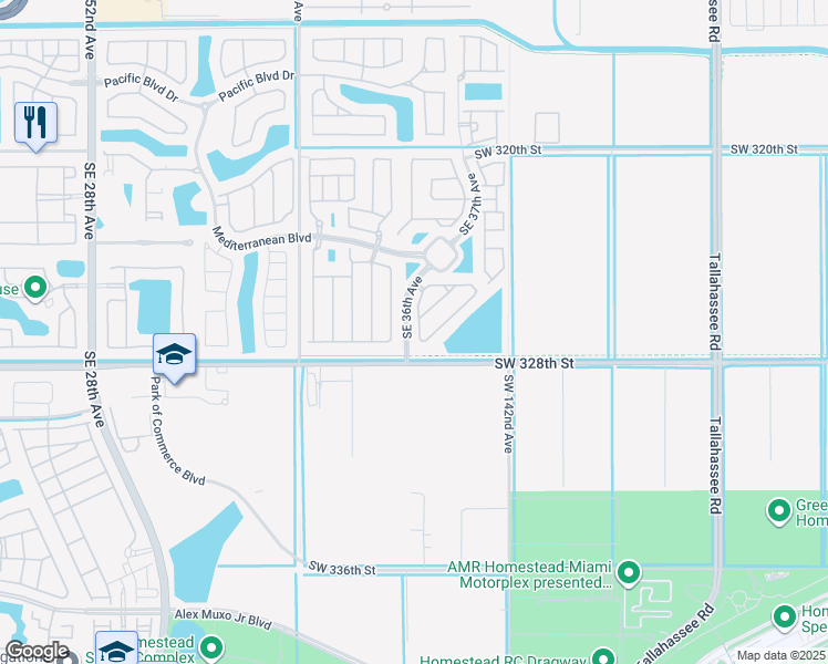 map of restaurants, bars, coffee shops, grocery stores, and more near 657 Northeast 35th Avenue in Homestead