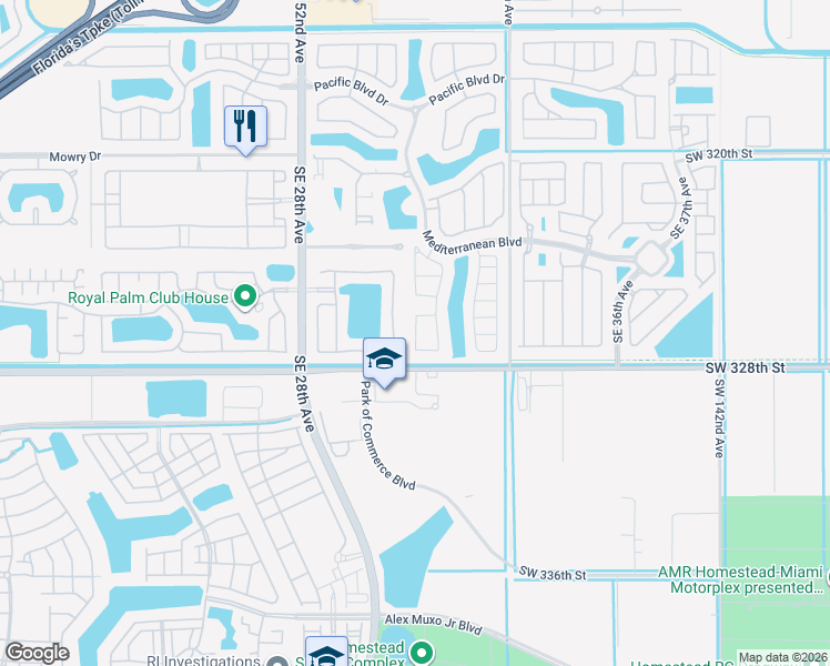 map of restaurants, bars, coffee shops, grocery stores, and more near 633 Southeast 30th Terrace in Homestead