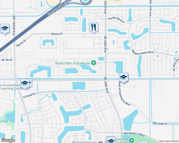 map of restaurants, bars, coffee shops, grocery stores, and more near 2607 Southeast 7th Court in Homestead