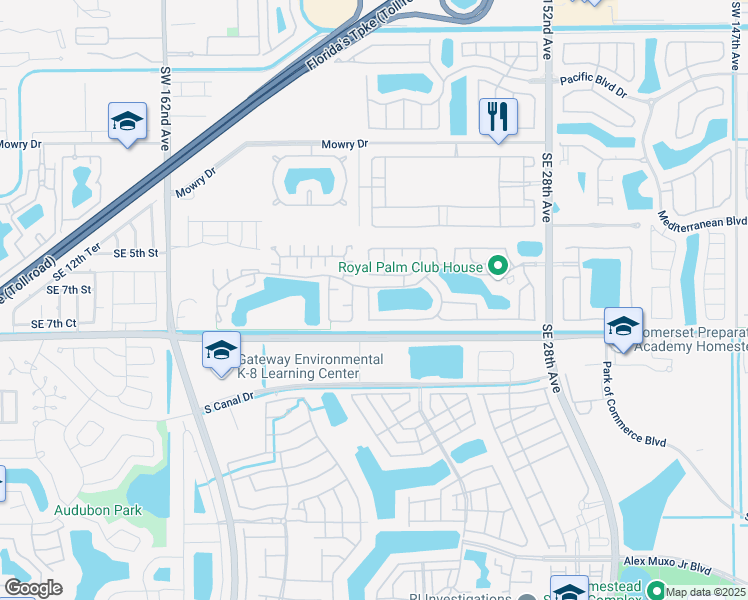 map of restaurants, bars, coffee shops, grocery stores, and more near 665 Southeast 23rd Lane in Homestead