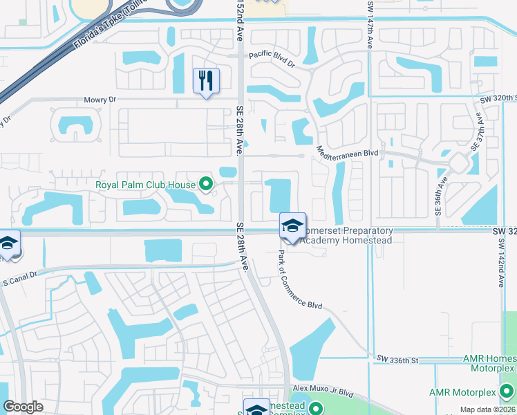 map of restaurants, bars, coffee shops, grocery stores, and more near 670 Southeast 29th Drive in Homestead