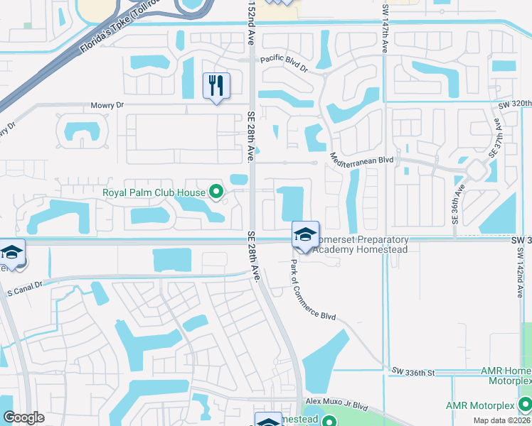 map of restaurants, bars, coffee shops, grocery stores, and more near 670 Southeast 28th Lane in Homestead
