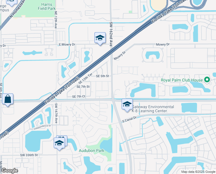 map of restaurants, bars, coffee shops, grocery stores, and more near Farmlife School Road in Homestead