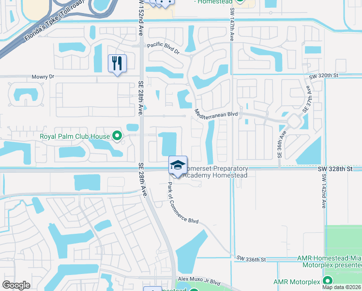 map of restaurants, bars, coffee shops, grocery stores, and more near 670 Southeast 30th Drive in Homestead