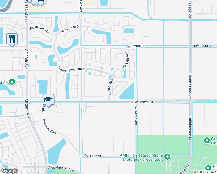 map of restaurants, bars, coffee shops, grocery stores, and more near 657 Northeast 35th Avenue in Homestead