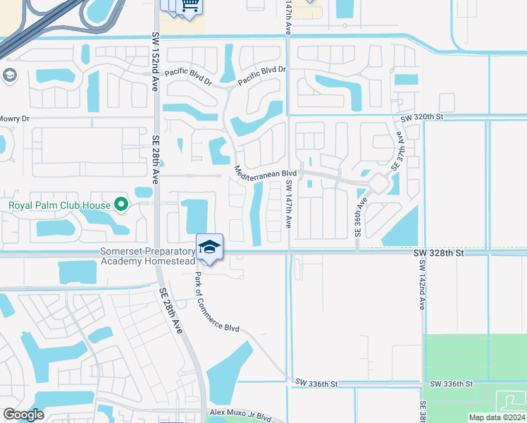 map of restaurants, bars, coffee shops, grocery stores, and more near 552 Southeast 32nd Avenue in Homestead