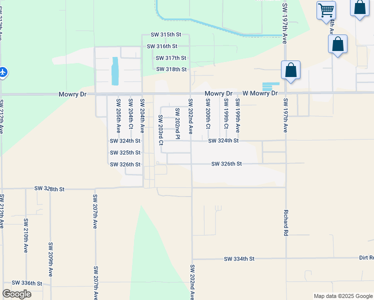 map of restaurants, bars, coffee shops, grocery stores, and more near 20238 Southwest 324th Street in Homestead