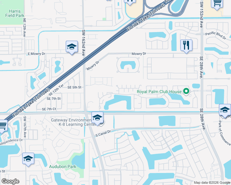 map of restaurants, bars, coffee shops, grocery stores, and more near 2035 Southeast 5th Place in Homestead