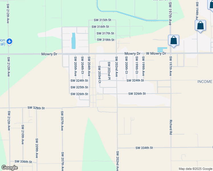map of restaurants, bars, coffee shops, grocery stores, and more near 20318 Southwest 324th Street in Homestead