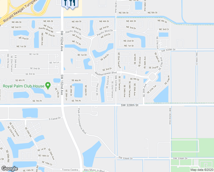 map of restaurants, bars, coffee shops, grocery stores, and more near 525 Southeast 32nd Avenue in Homestead