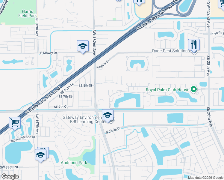 map of restaurants, bars, coffee shops, grocery stores, and more near 1935 Southeast 5th Terrace in Homestead