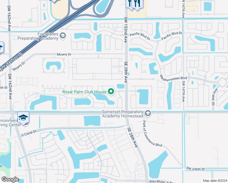 map of restaurants, bars, coffee shops, grocery stores, and more near 2690 Southeast 5th Court in Homestead