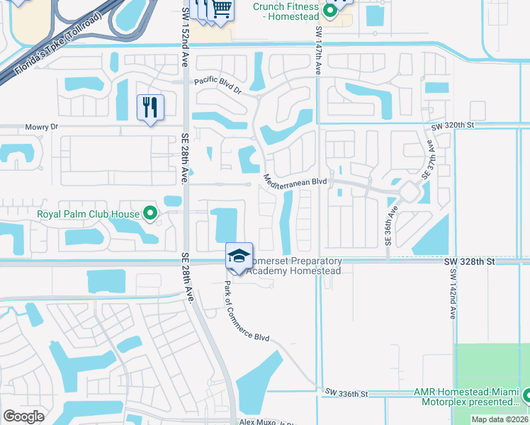 map of restaurants, bars, coffee shops, grocery stores, and more near 3069 Southeast 5th Drive in Homestead
