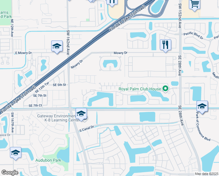 map of restaurants, bars, coffee shops, grocery stores, and more near 512 Southeast 21st Drive in Homestead
