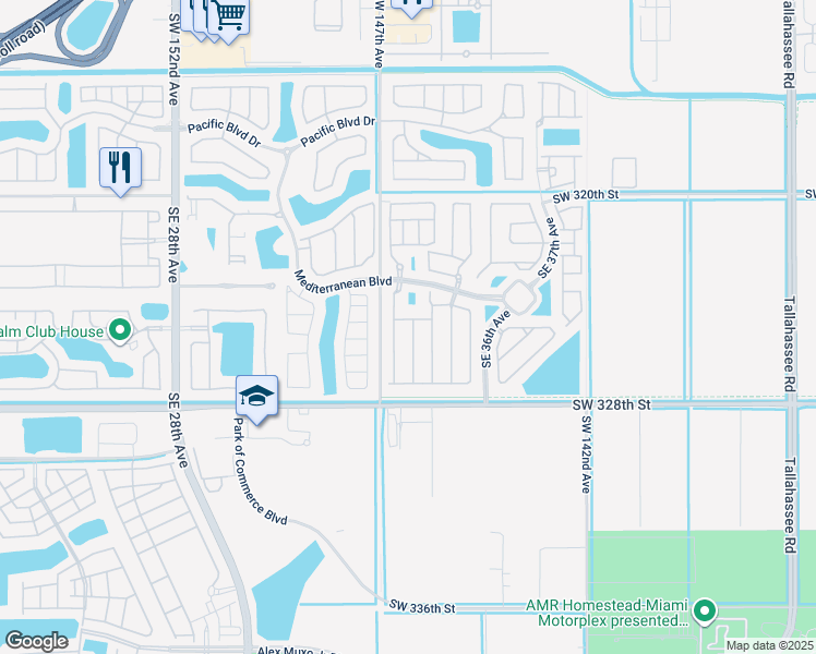 map of restaurants, bars, coffee shops, grocery stores, and more near 522 Southeast 32nd Avenue in Homestead
