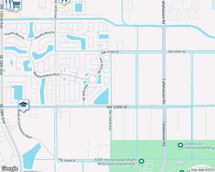 map of restaurants, bars, coffee shops, grocery stores, and more near 410 Southeast 37th Terrace in Homestead