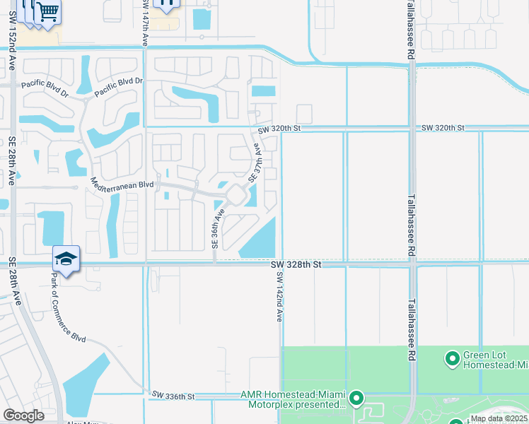 map of restaurants, bars, coffee shops, grocery stores, and more near 410 Southeast 37th Terrace in Homestead