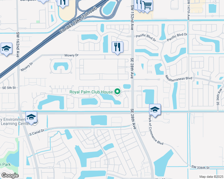 map of restaurants, bars, coffee shops, grocery stores, and more near 2625 Southeast 5th Court in Homestead