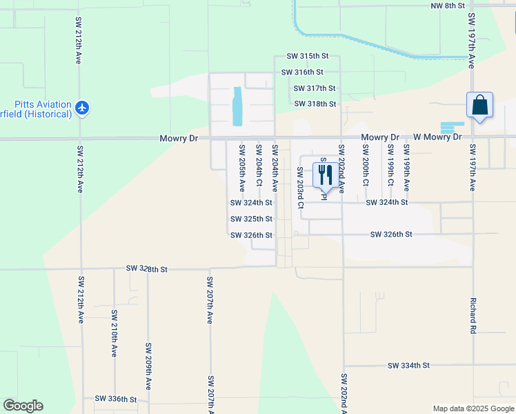 map of restaurants, bars, coffee shops, grocery stores, and more near 20462 Southwest 324th Street in Homestead
