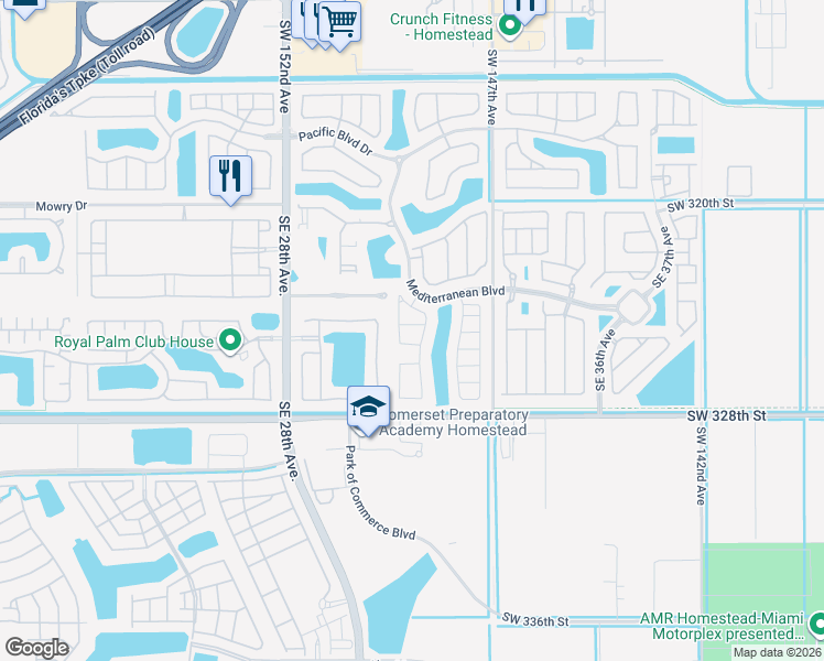 map of restaurants, bars, coffee shops, grocery stores, and more near 3069 Southeast 5th Drive in Homestead