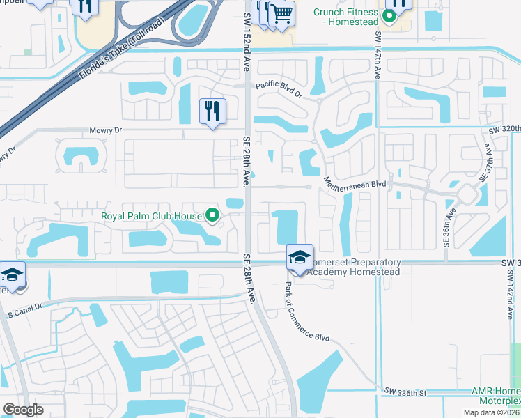 map of restaurants, bars, coffee shops, grocery stores, and more near 2830 Southeast 4th Place in Homestead