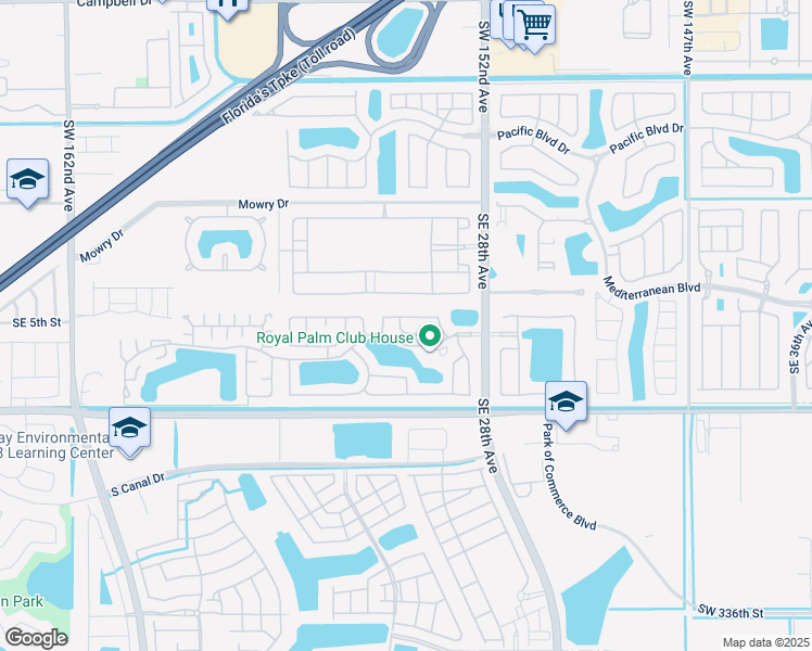 map of restaurants, bars, coffee shops, grocery stores, and more near 2615 Southeast 5th Court in Homestead