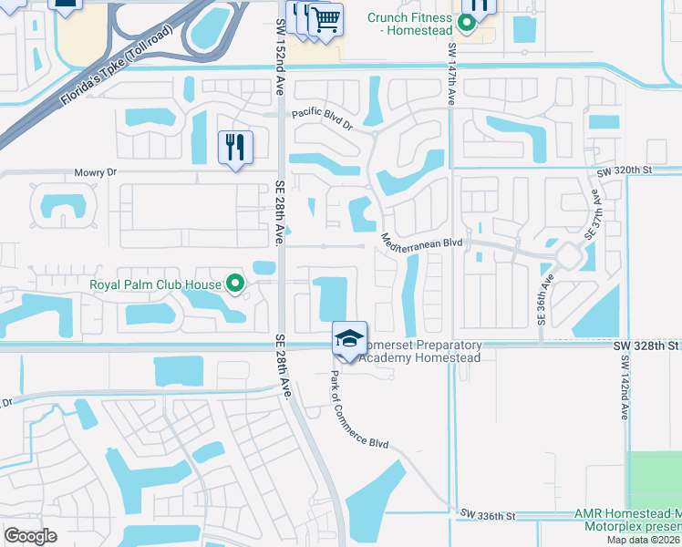 map of restaurants, bars, coffee shops, grocery stores, and more near 470 Southeast 30th Drive in Homestead