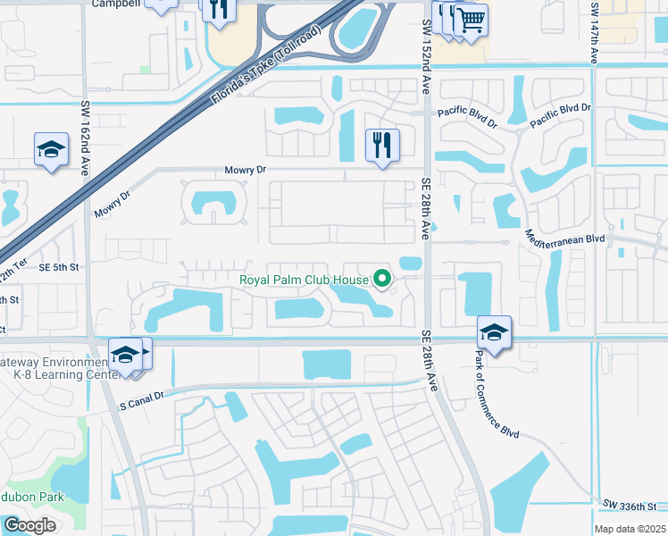 map of restaurants, bars, coffee shops, grocery stores, and more near 465 Southeast 24th Drive in Homestead