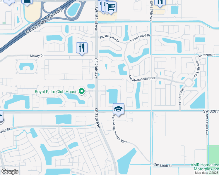map of restaurants, bars, coffee shops, grocery stores, and more near 495 Southeast 29th Drive in Homestead