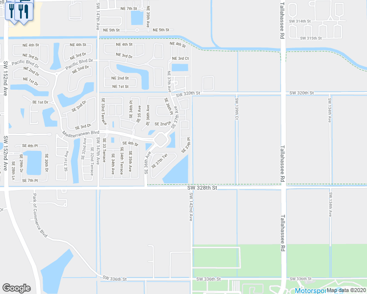 map of restaurants, bars, coffee shops, grocery stores, and more near 448 Southeast 37th Place in Homestead