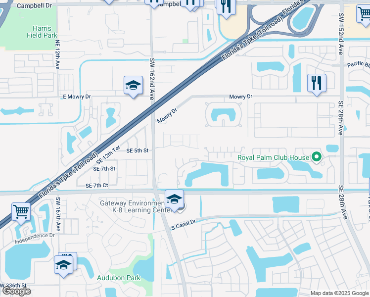 map of restaurants, bars, coffee shops, grocery stores, and more near 1966 Southeast 3rd Drive in Homestead