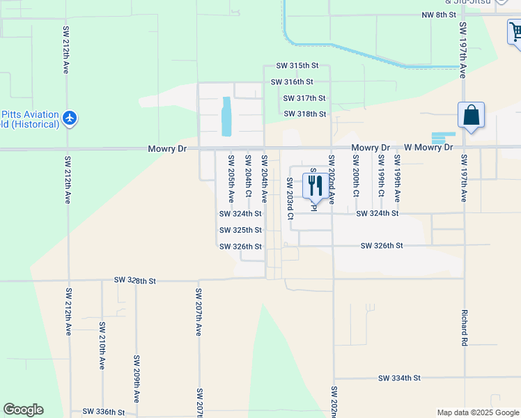 map of restaurants, bars, coffee shops, grocery stores, and more near 20462 Southwest 324th Street in Homestead